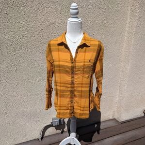 Prana Fillary Button Down Top Yellow Medium